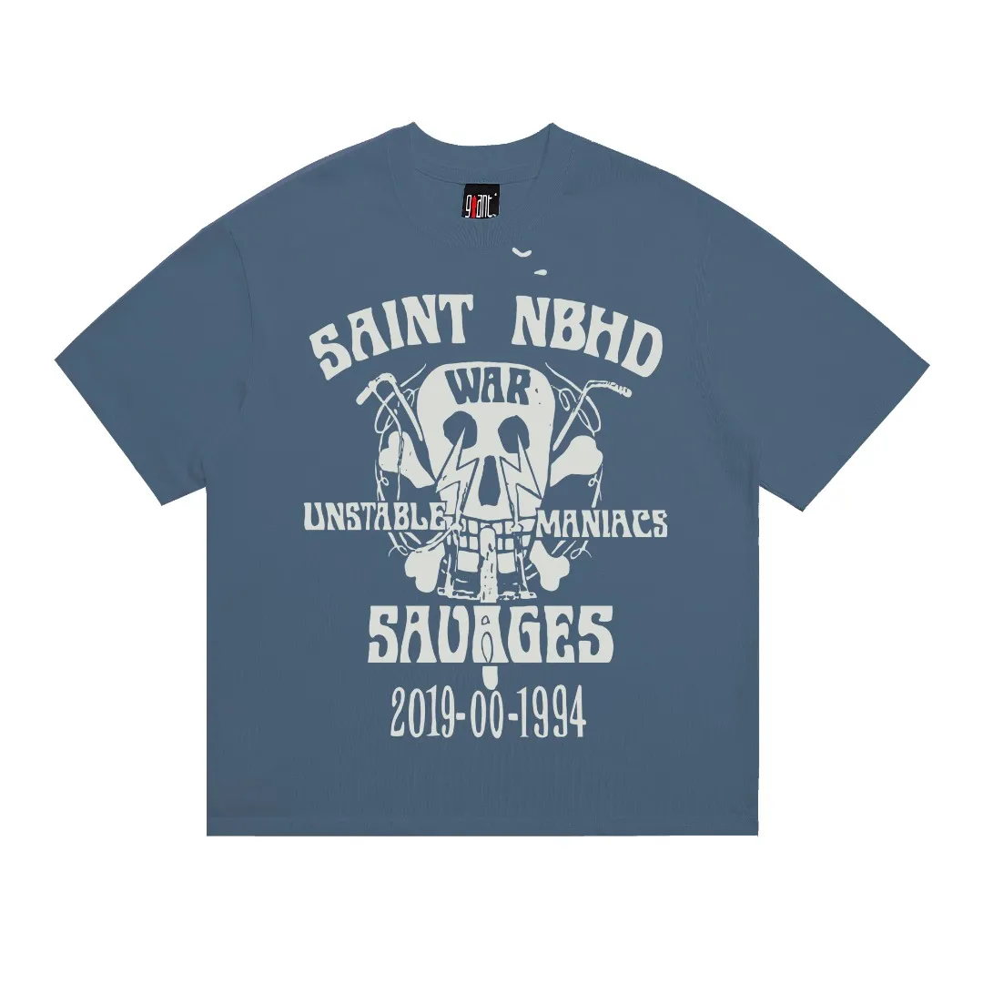 Saint Michael beauty trend "nbhd" co-branded the second issue of retro printed Vintage loose short-sleeved digital white ink direct injection, the fabric is breathable and the pattern is three-dimensional and clear. Fabric: Double yarn 240g Style number: S893 Size: S-M-L-XL Color: Blue Price: P110